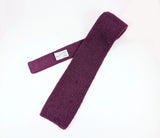 1960s Vintage Rooster Heathernit Mohair & Wool Knit Tie Eggplant or Aubergine Purple Square End Vintage Necktie Mod 3" Wide