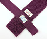 1960s Vintage Rooster Heathernit Mohair & Wool Knit Tie Eggplant or Aubergine Purple Square End Vintage Necktie Mod 3" Wide