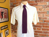 1960s Vintage Rooster Heathernit Mohair & Wool Knit Tie Eggplant or Aubergine Purple Square End Vintage Necktie Mod 3" Wide