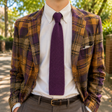 1960s Vintage Rooster Heathernit Mohair & Wool Knit Tie Eggplant or Aubergine Purple Square End Vintage Necktie Mod 3" Wide
