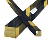 1960s Vintage Silk Damon "The Palace" Diagonal Stripe Necktie | Olive Green, Black & Gold Club Stripe Tie with Embroidered Crest