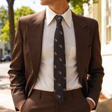 1970s Vintage Prince Consort Brown Geometric Polyester Necktie | Mid Century Mod | Retro Office | Mad Men Style | Classic 70s Menswear