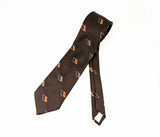 1970s Vintage Prince Consort Brown Geometric Polyester Necktie | Mid Century Mod | Retro Office | Mad Men Style | Classic 70s Menswear