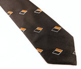 1970s Vintage Prince Consort Brown Geometric Polyester Necktie | Mid Century Mod | Retro Office | Mad Men Style | Classic 70s Menswear