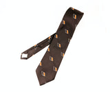 1970s Vintage Prince Consort Brown Geometric Polyester Necktie | Mid Century Mod | Retro Office | Mad Men Style | Classic 70s Menswear