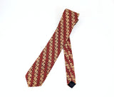 1950s Vintage Indonesian Batik Necktie | Rust Brown Mid Century Modern Cotton Tie | Tiki Polynesian Atomic Era Men's Narrow Neck Tie