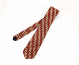 1950s Vintage Indonesian Batik Necktie | Rust Brown Mid Century Modern Cotton Tie | Tiki Polynesian Atomic Era Men's Narrow Neck Tie