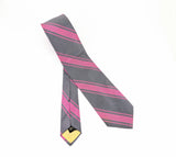 1960s Vintage All Silk Gray & Pink Regimental Stripe Necktie | Classic Ivy League Repp Tie | Mod Era Men's Neckwear | Circa 1968-1970