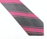 1960s Vintage All Silk Gray & Pink Regimental Stripe Necktie | Classic Ivy League Repp Tie | Mod Era Men's Neckwear | Circa 1968-1970