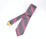 1960s Vintage All Silk Gray & Pink Regimental Stripe Necktie | Classic Ivy League Repp Tie | Mod Era Men's Neckwear | Circa 1968-1970