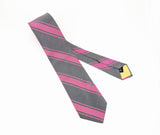 1960s Vintage All Silk Gray & Pink Regimental Stripe Necktie | Classic Ivy League Repp Tie | Mod Era Men's Neckwear | Circa 1968-1970