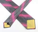 1960s Vintage All Silk Gray & Pink Regimental Stripe Necktie | Classic Ivy League Repp Tie | Mod Era Men's Neckwear | Circa 1968-1970