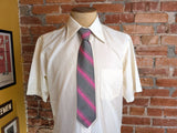 1960s Vintage All Silk Gray & Pink Regimental Stripe Necktie | Classic Ivy League Repp Tie | Mod Era Men's Neckwear | Circa 1968-1970
