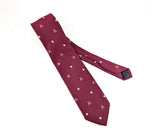 1980s Vintage Austin Reed Hunting Tie Burgundy Silk Blend Crossed Rifles Gray or Silver Fox or Wolf Head Motif Country Club Necktie