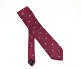 1980s Vintage Austin Reed Hunting Tie Burgundy Silk Blend Crossed Rifles Gray or Silver Fox or Wolf Head Motif Country Club Necktie
