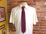 1980s Vintage Austin Reed Hunting Tie Burgundy Silk Blend Crossed Rifles Gray or Silver Fox or Wolf Head Motif Country Club Necktie