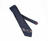 Vintage 1980s Fox Hunt Polyester Necktie, Navy Equestrian Tie, Embroidered Hunting Scene, Men's Vintage Country Tie