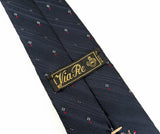 Vintage 1980s Fox Hunt Polyester Necktie, Navy Equestrian Tie, Embroidered Hunting Scene, Men's Vintage Country Tie