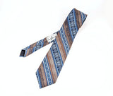 1970s Vintage Count Dino Tie Italian Style Disco Necktie Blue & Brown Geometric Men's Tie from Grove Gerry's Ridgewood, Sunnyside Queens, NY