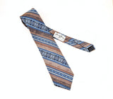 1970s Vintage Count Dino Tie Italian Style Disco Necktie Blue & Brown Geometric Men's Tie from Grove Gerry's Ridgewood, Sunnyside Queens, NY