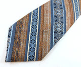 1970s Vintage Count Dino Tie Italian Style Disco Necktie Blue & Brown Geometric Men's Tie from Grove Gerry's Ridgewood, Sunnyside Queens, NY