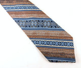 1970s Vintage Count Dino Tie Italian Style Disco Necktie Blue & Brown Geometric Men's Tie from Grove Gerry's Ridgewood, Sunnyside Queens, NY