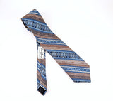 1970s Vintage Count Dino Tie Italian Style Disco Necktie Blue & Brown Geometric Men's Tie from Grove Gerry's Ridgewood, Sunnyside Queens, NY
