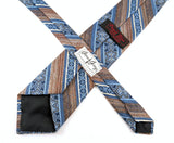 1970s Vintage Count Dino Tie Italian Style Disco Necktie Blue & Brown Geometric Men's Tie from Grove Gerry's Ridgewood, Sunnyside Queens, NY