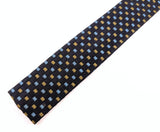 1960s Vintage Rooster Square-End Skinny Tie | Dark Navy Blue Cotton with Gold & Sky Blue Woven Squares