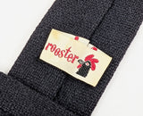 1960s Vintage Rooster Black Wool Necktie, Skinny Square End Tie, Solid Black Mod Tie, Men's All Wool Vintage Tie, Mid Century