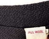 1960s Vintage Rooster Black Wool Necktie, Skinny Square End Tie, Solid Black Mod Tie, Men's All Wool Vintage Tie, Mid Century