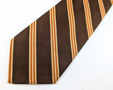 1970s Vintage King's Road Collection Sears Brown Striped Disco Necktie | 100% Polyester