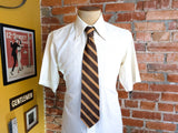 1970s Vintage King's Road Collection Sears Brown Striped Disco Necktie | 100% Polyester