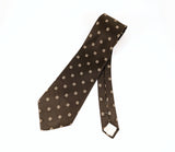 1970s Vintage King's Road Collection Sears Brown Foulard Disco Necktie with beige squares and sky blue dots | 100% Polyester