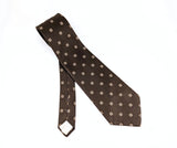 1970s Vintage King's Road Collection Sears Brown Foulard Disco Necktie with beige squares and sky blue dots | 100% Polyester