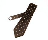 1970s Vintage King's Road Collection Sears Brown Foulard Disco Necktie with beige squares and sky blue dots | 100% Polyester