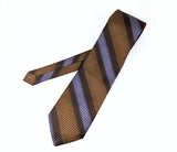 1970s Vintage Wembley Necktie Brown Black & Lavender Geometric Woven Wide Disco Era Tie