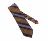1970s Vintage Wembley Necktie Brown Black & Lavender Geometric Woven Wide Disco Era Tie