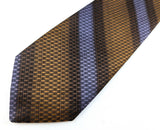 1970s Vintage Wembley Necktie Brown Black & Lavender Geometric Woven Wide Disco Era Tie