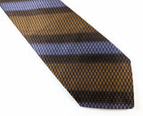 1970s Vintage Wembley Necktie Brown Black & Lavender Geometric Woven Wide Disco Era Tie
