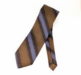 1970s Vintage Wembley Necktie Brown Black & Lavender Geometric Woven Wide Disco Era Tie
