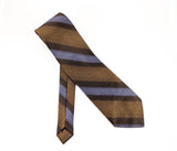 1970s Vintage Wembley Necktie Brown Black & Lavender Geometric Woven Wide Disco Era Tie