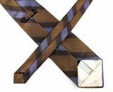 1970s Vintage Wembley Necktie Brown Black & Lavender Geometric Woven Wide Disco Era Tie