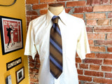 1970s Vintage Wembley Necktie Brown Black & Lavender Geometric Woven Wide Disco Era Tie