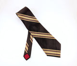 1970s Vintage King's Road Striped Silk Blend Necktie | Chocolate Brown, Gold, Navy & Red | 1970s Men's Disco Tie