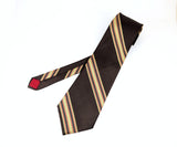 1970s Vintage King's Road Striped Silk Blend Necktie | Chocolate Brown, Gold, Navy & Red | 1970s Men's Disco Tie