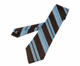 1970s Vintage Robert Talbott Handmade Silk Tie Mailliard's Dark Brown & Blue Striped Upscale Disco era Necktie