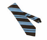 1970s Vintage Robert Talbott Handmade Silk Tie Mailliard's Dark Brown & Blue Striped Upscale Disco era Necktie