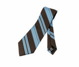 1970s Vintage Robert Talbott Handmade Silk Tie Mailliard's Dark Brown & Blue Striped Upscale Disco era Necktie