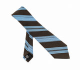1970s Vintage Robert Talbott Handmade Silk Tie Mailliard's Dark Brown & Blue Striped Upscale Disco era Necktie